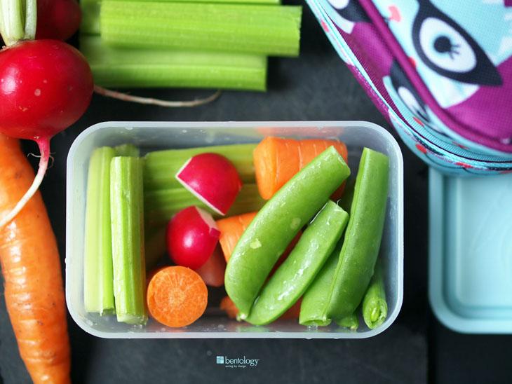 cut up veggies in container - what to pack for hiking